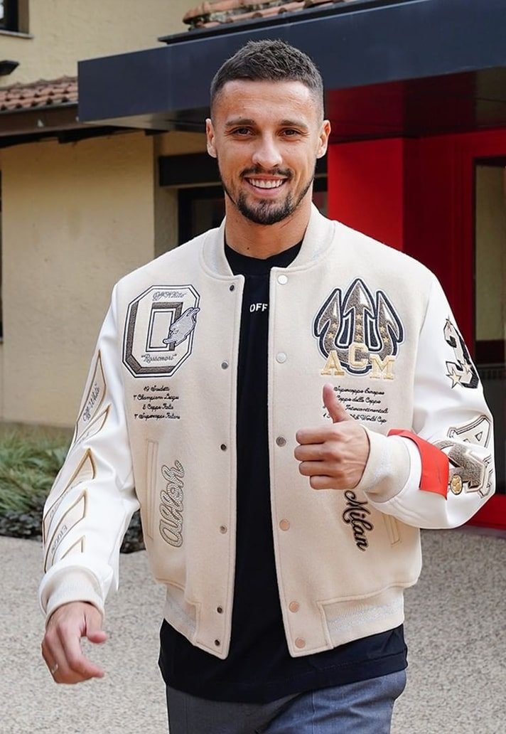 Ac Milan Off White Varsity Jacket