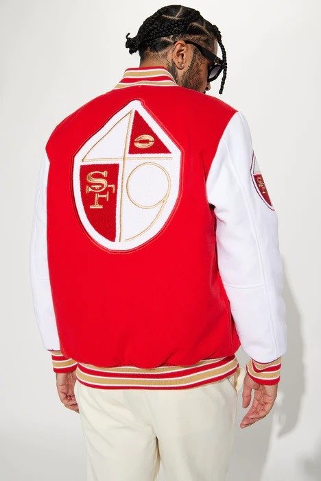 49ers Red & White Wool Varsity Jacket