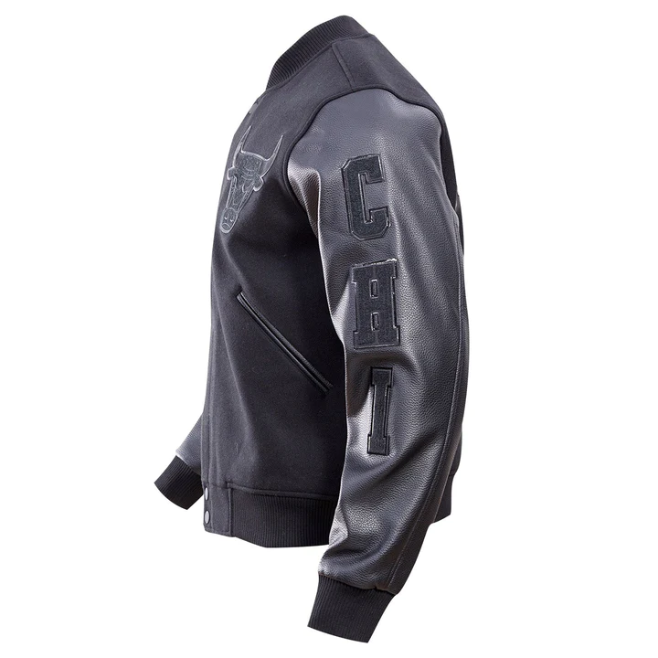 Chicago Bulls Triple Black Varsity Jacket