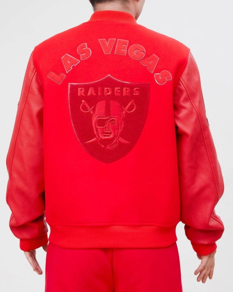 Las Vegas Raiders Classic Triple Red Wool Varsity Jacket