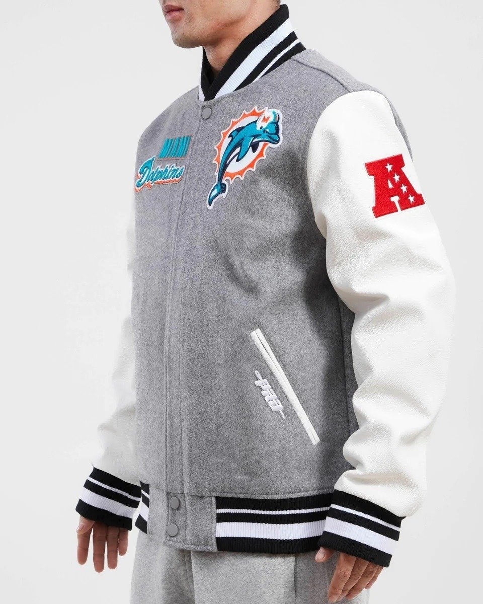Miami Dolphins Retro Classic Rib Wool Varsity Jacket