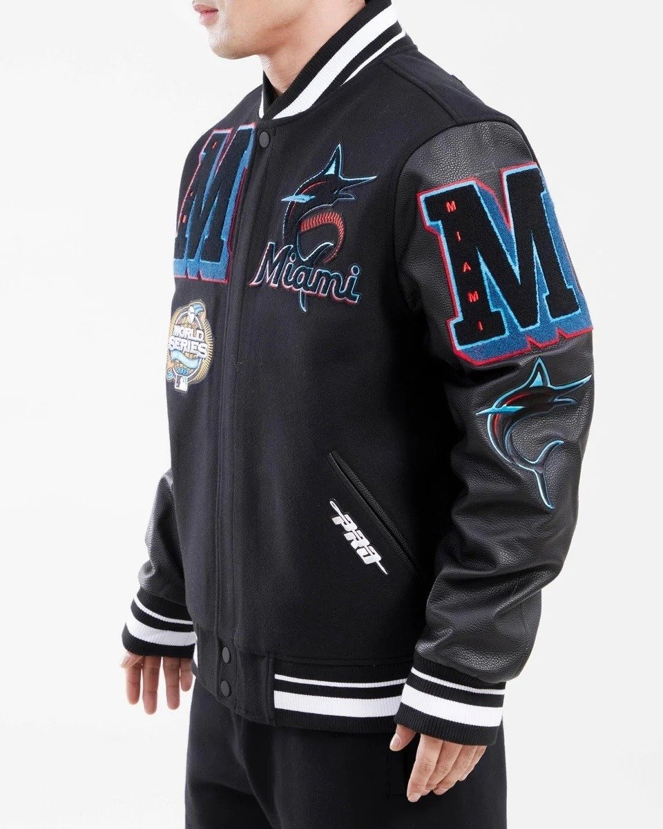Miami Marlins Mash Up Logo Varsity Jacket