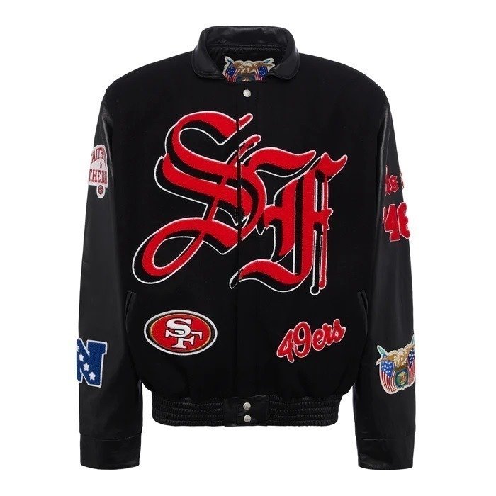 San Francisco 49ers Black & Red Wool Letterman Jacket