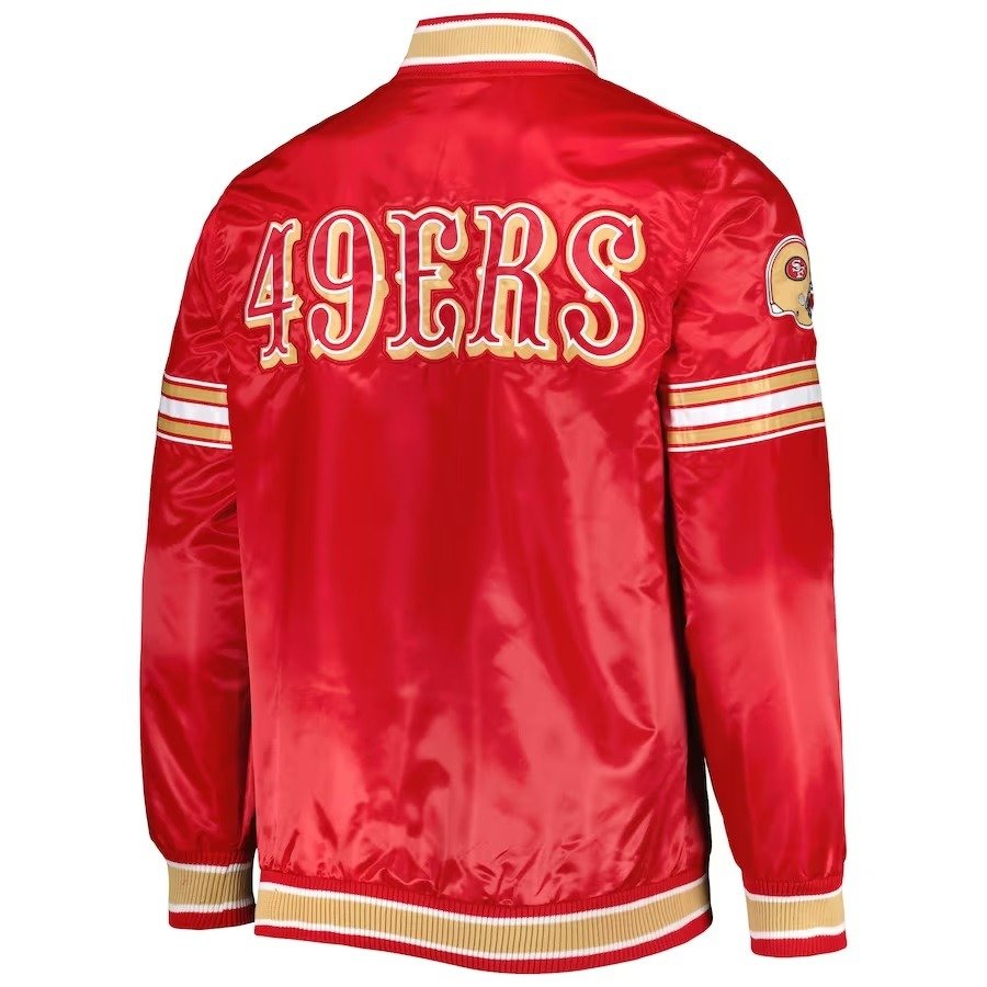 Men's 49ers Starter Scarlet Midfield Satin Full-snap Varsity Jacket