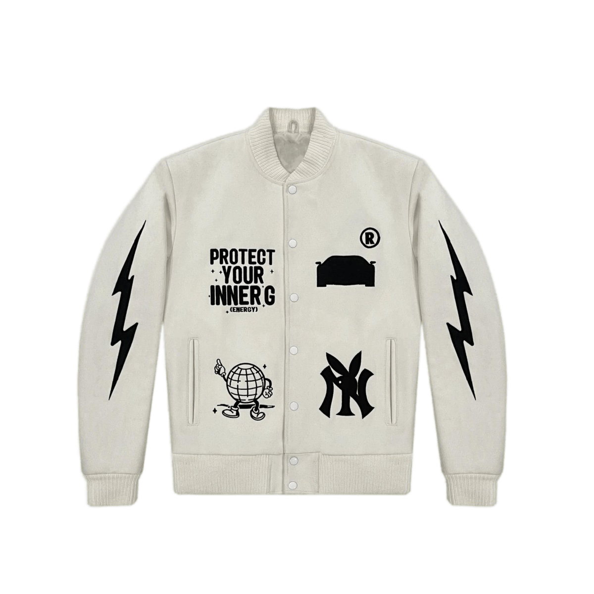 Protect Your Inner G Gang White Varsity Jacket