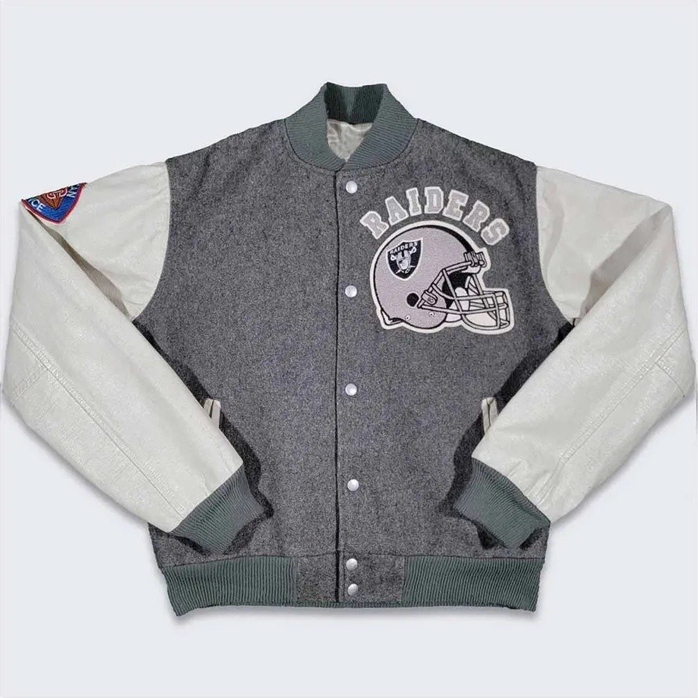 80’s La Raiders Gray And Cream Wool Varsity Jacket