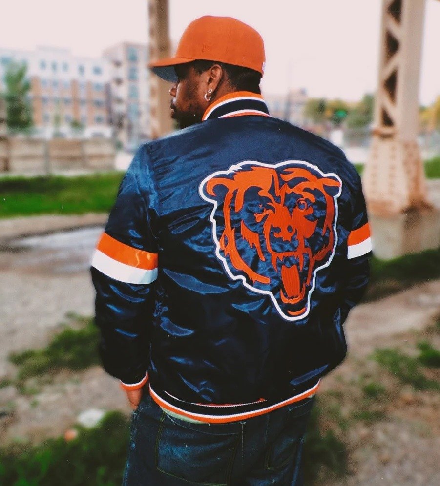 Chicago Bears Gameday Navy Blue Satin Jacket