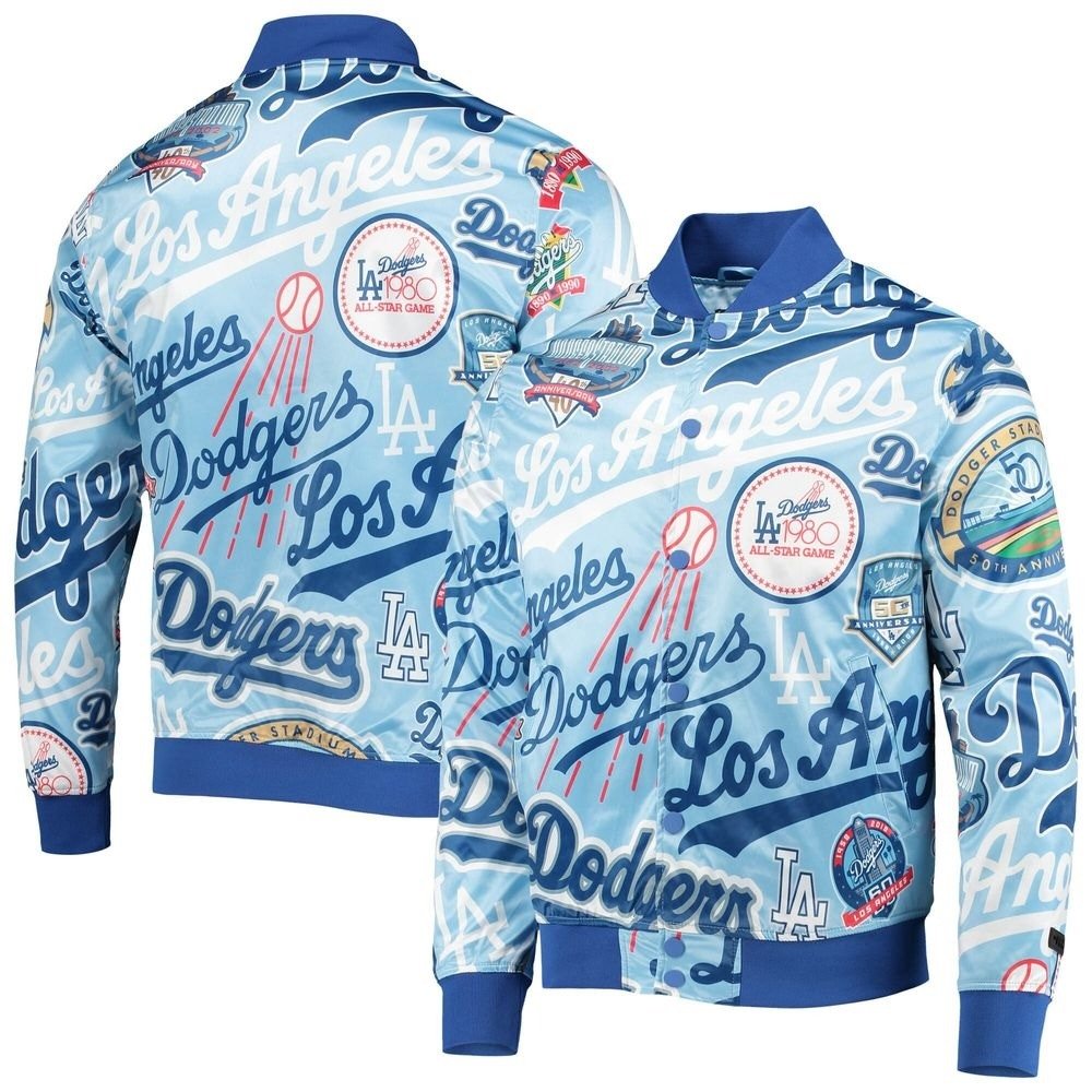Dodgers Pro Standard Royal Allover Satin Varsity Jacket