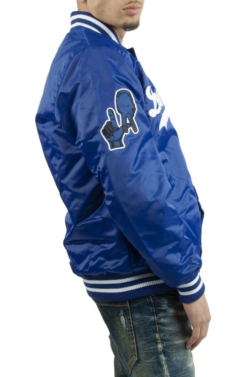 LA Dodgers National Blue Satin Varsity Jacket