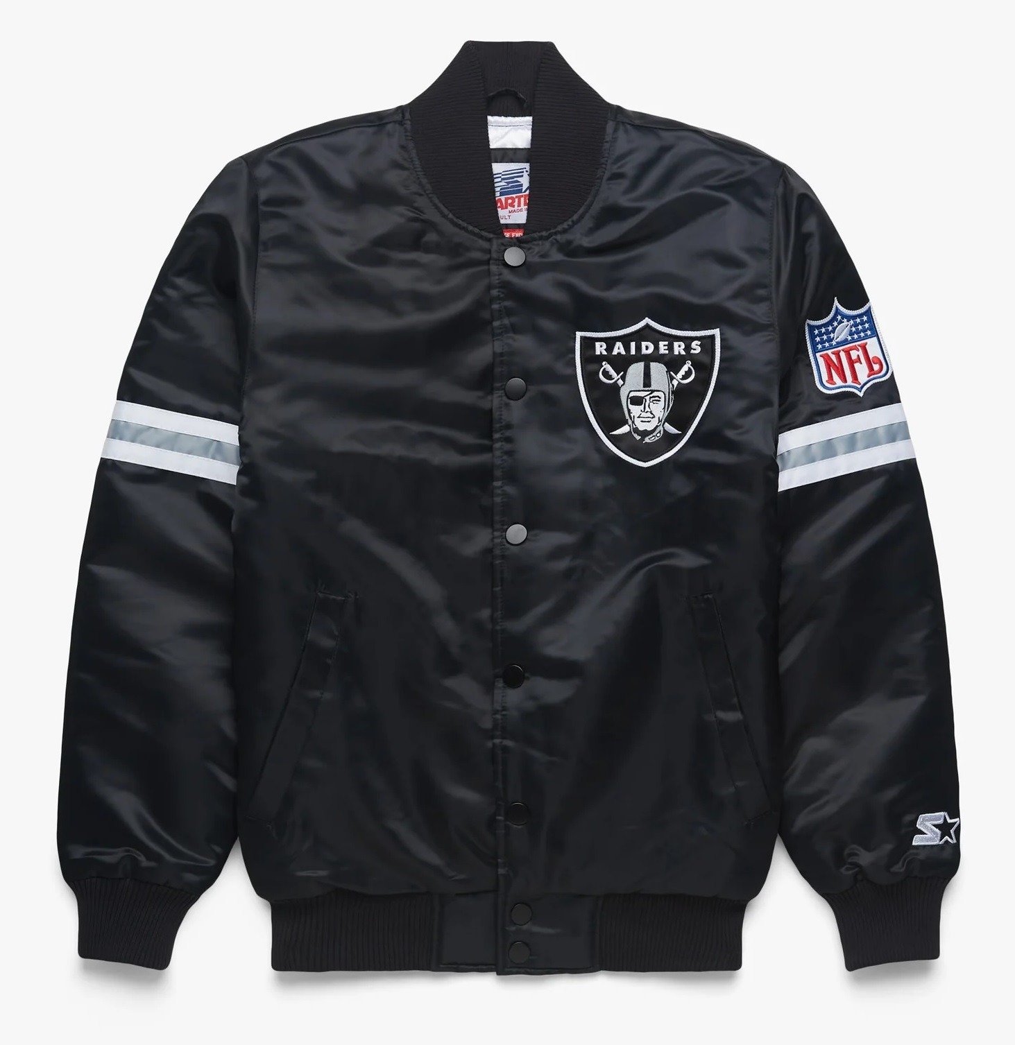 Las Vegas Raiders Striped Black Satin Jacket