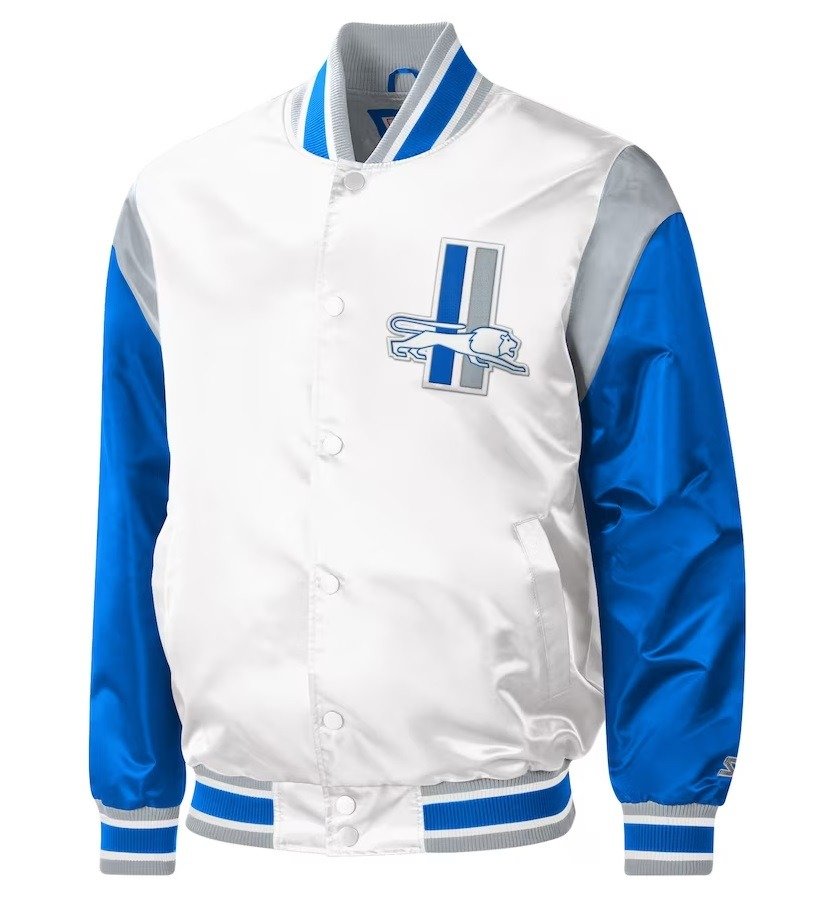 Detroit Lions Clean Up Throwback Satin Jacket