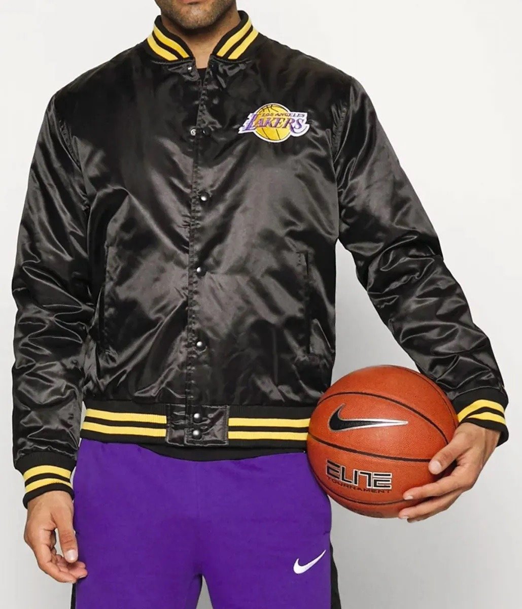 LA Lakers Black Bomber Wordmark Jacket