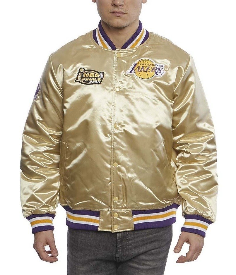 LA Lakers Championship Game Gold Satin Jacket