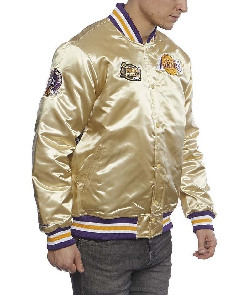 LA Lakers Championship Game Gold Satin Jacket