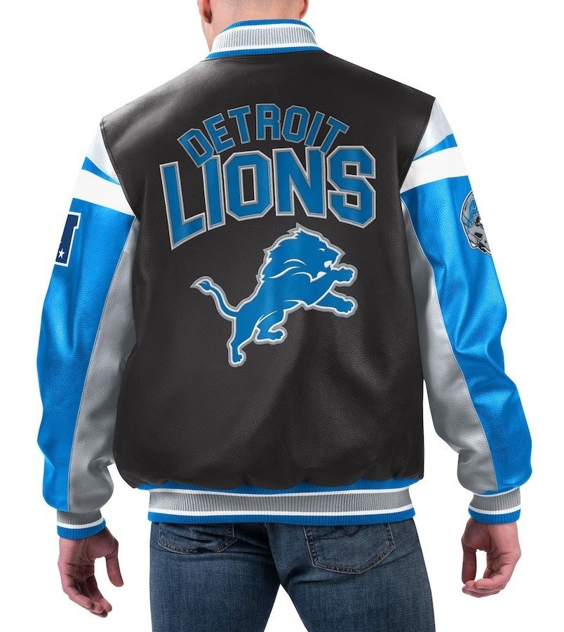 Men's G-iii Sports Black Detroit Lions Full-zip Varsity Jacket