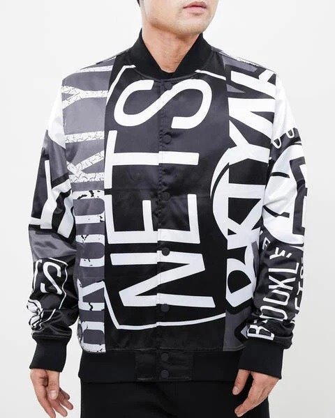 Brooklyn Nets Mashup Satin Varsity Jacket