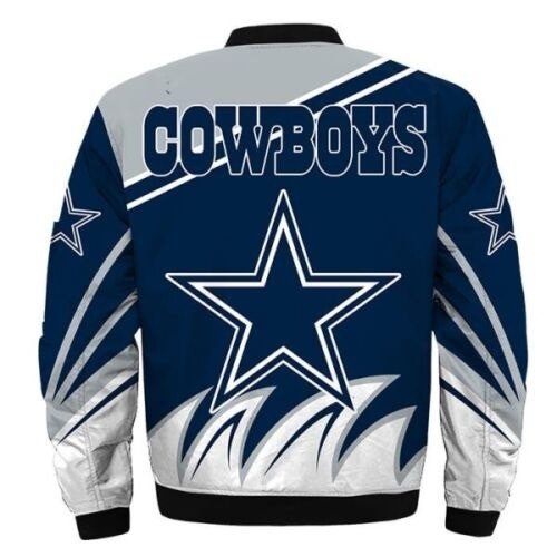 Dallas Cowboys Blue and White Bomber Jacket