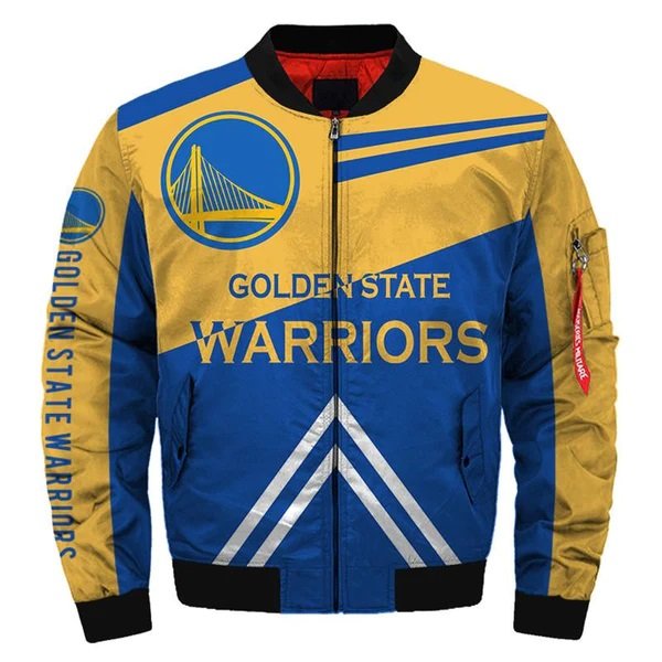 Golden State Warriors Yellow and Blue Bomber Jacket