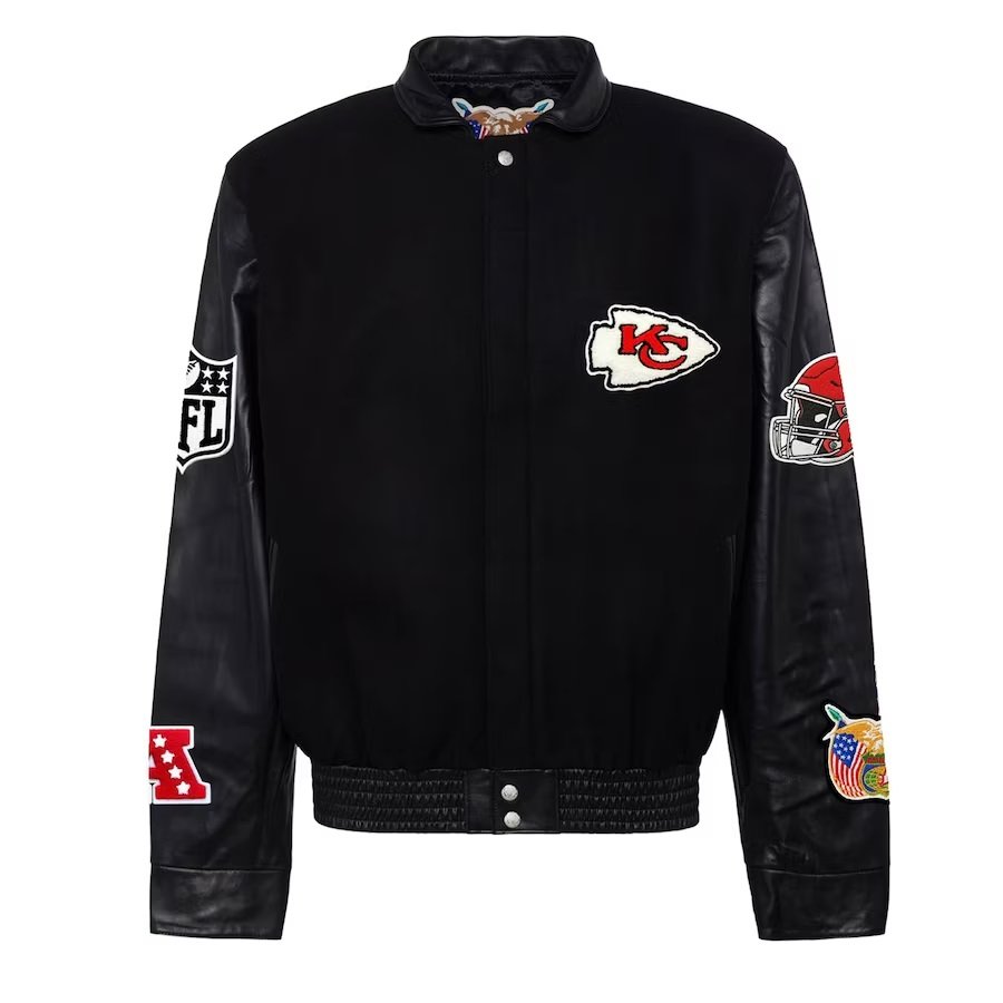 Kansas City Chiefs Jeff Hamilton Black Wool & Leather Varsity Jacket