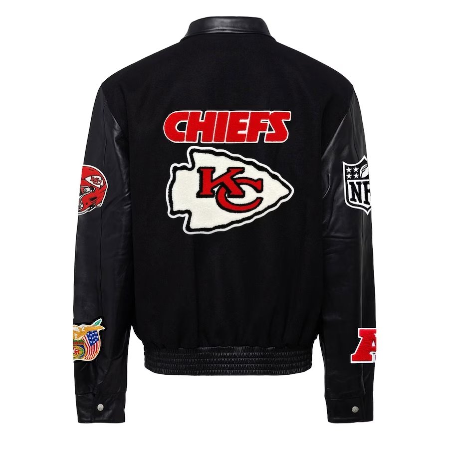 Kansas City Chiefs Jeff Hamilton Black Wool & Leather Varsity Jacket