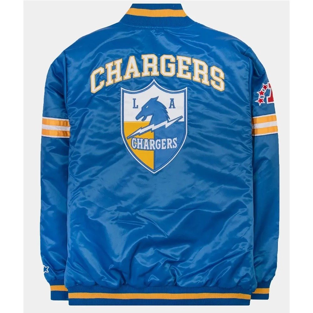 LA Chargers 30th Anniversary Blue Satin Varsity Jacket