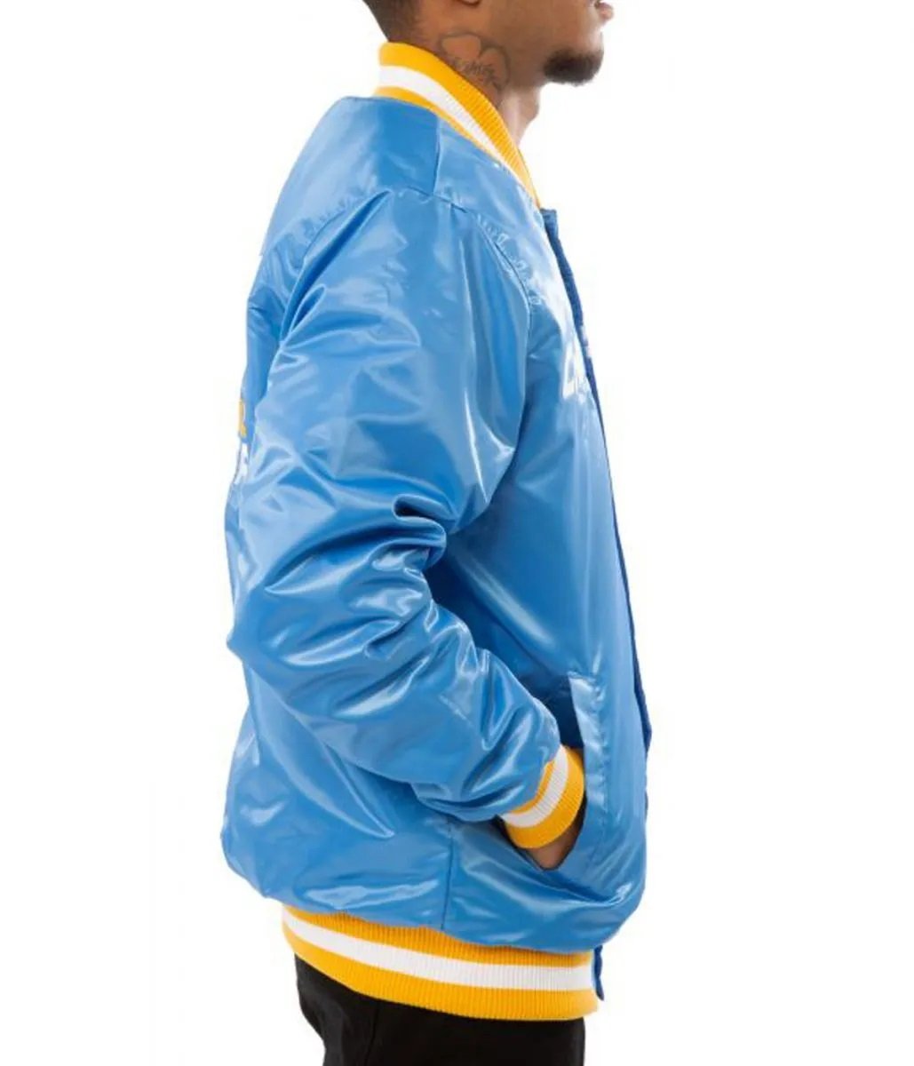 LA Chargers Bomber Blue And White Jacket