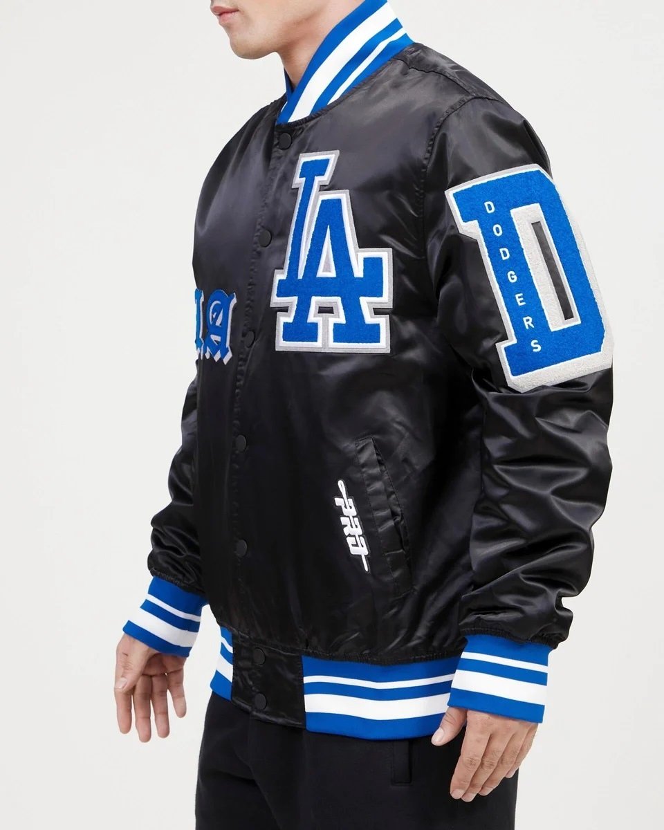 LA Dodgers Old English Satin Varsity Jacket