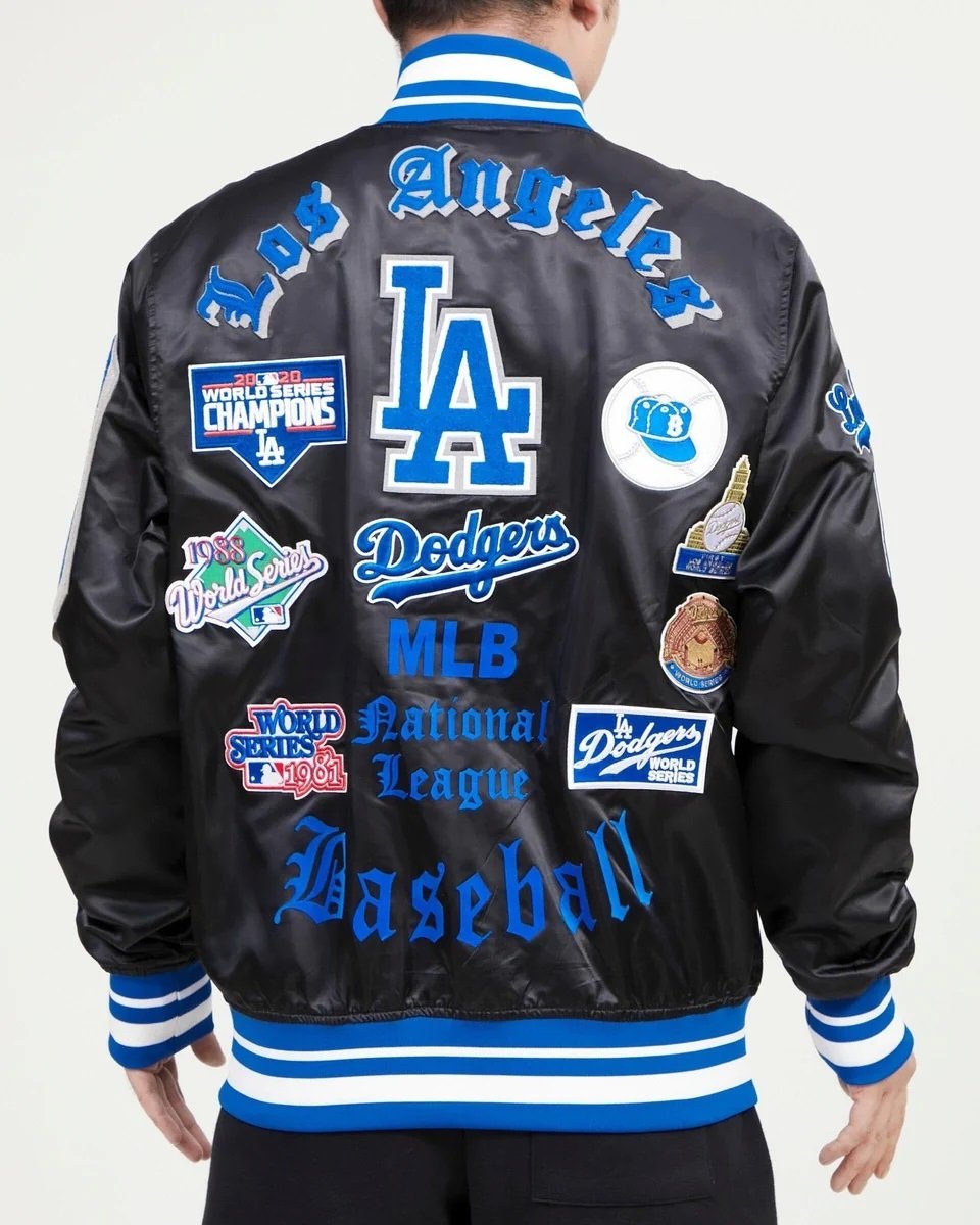LA Dodgers Old English Satin Varsity Jacket