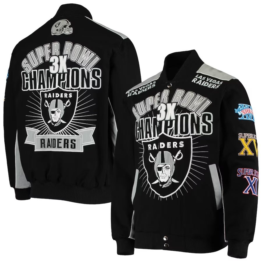 Las Vegas Raiders 3X Super Bowl Champions Full-Snap Jacket