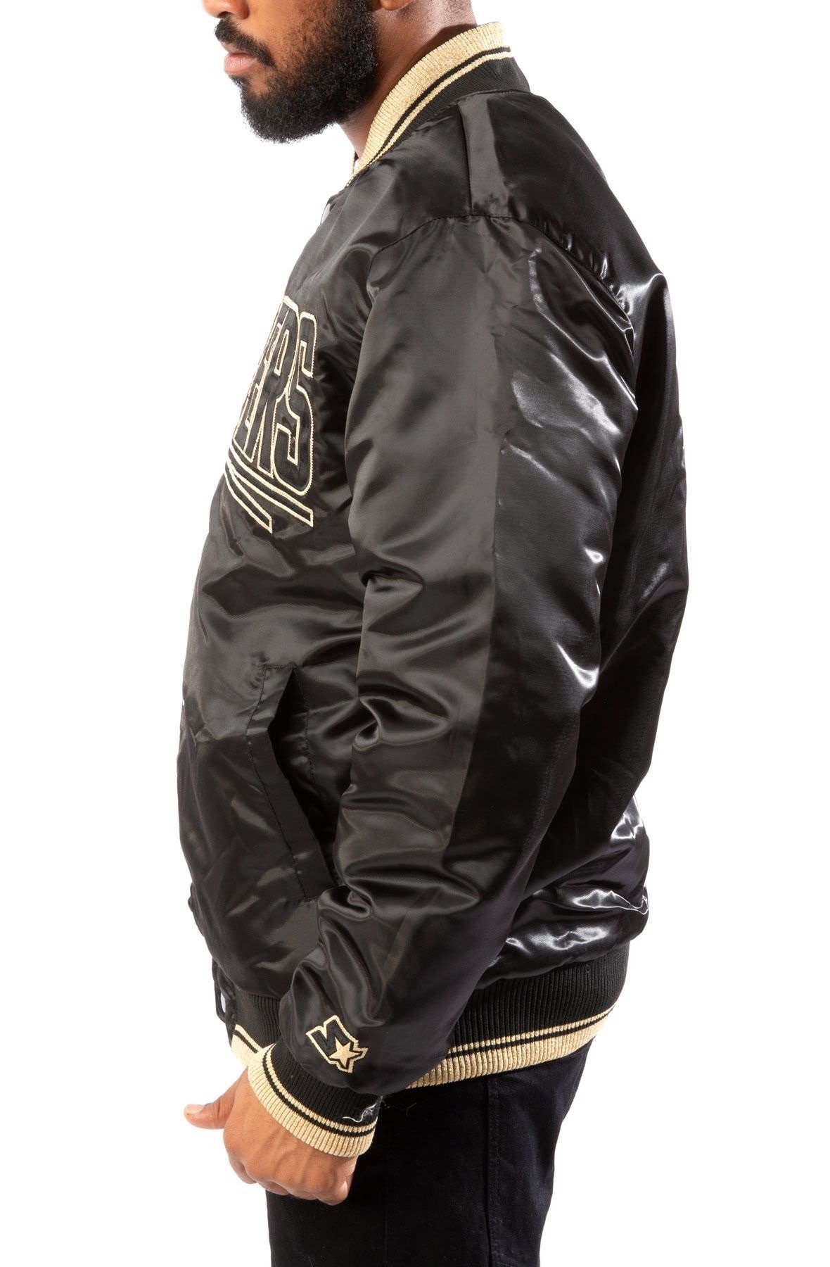 Los Angeles Clippers Black And Gold Satin Bomber Jacket