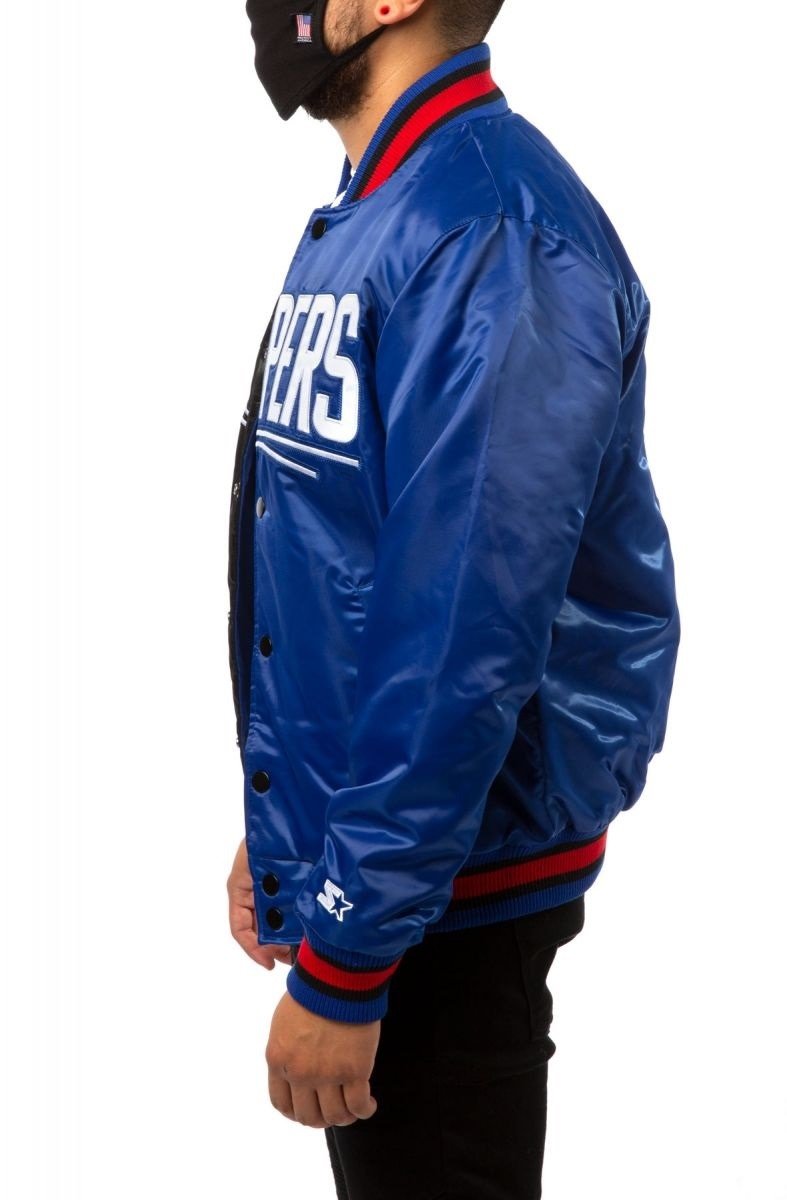 Los Angeles Clippers Black Blue Satin Bomber Jacket