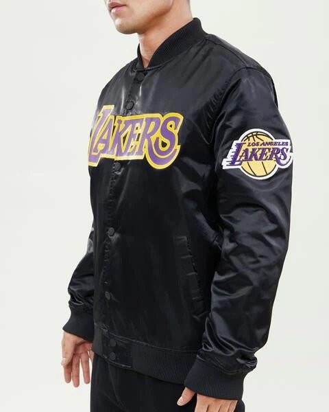 Los Angeles Lakers Wordmark Black Satin Jacket