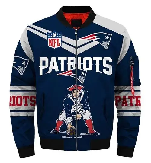 New England Patriots Blue and White Bomber Jacket