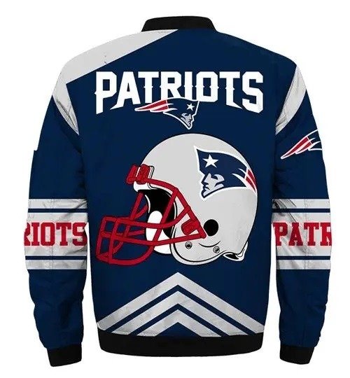 New England Patriots Blue and White Bomber Jacket