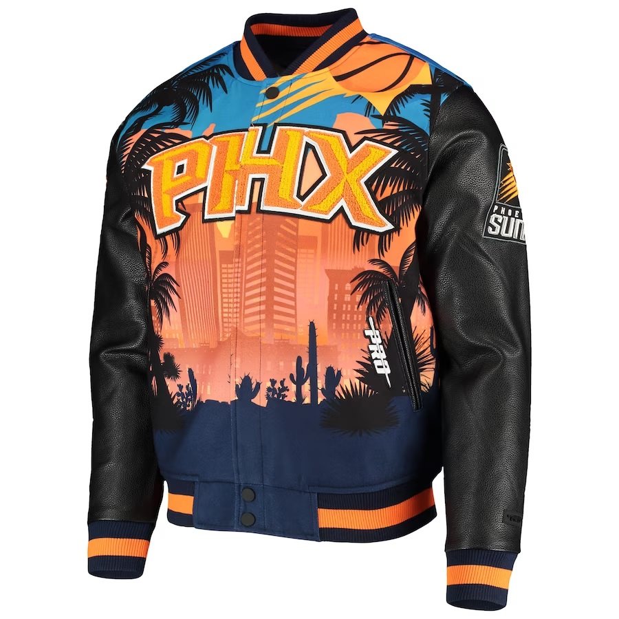 Phoenix Suns Black Bomber Varsity Full-Zip Jacket