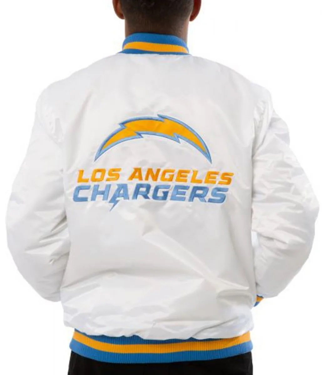 LA Chargers Bomber Blue And White Jacket
