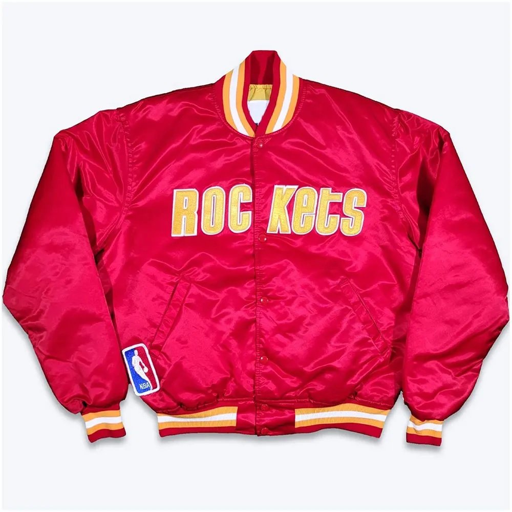 90s Houston Rockets Red Satin Jacket