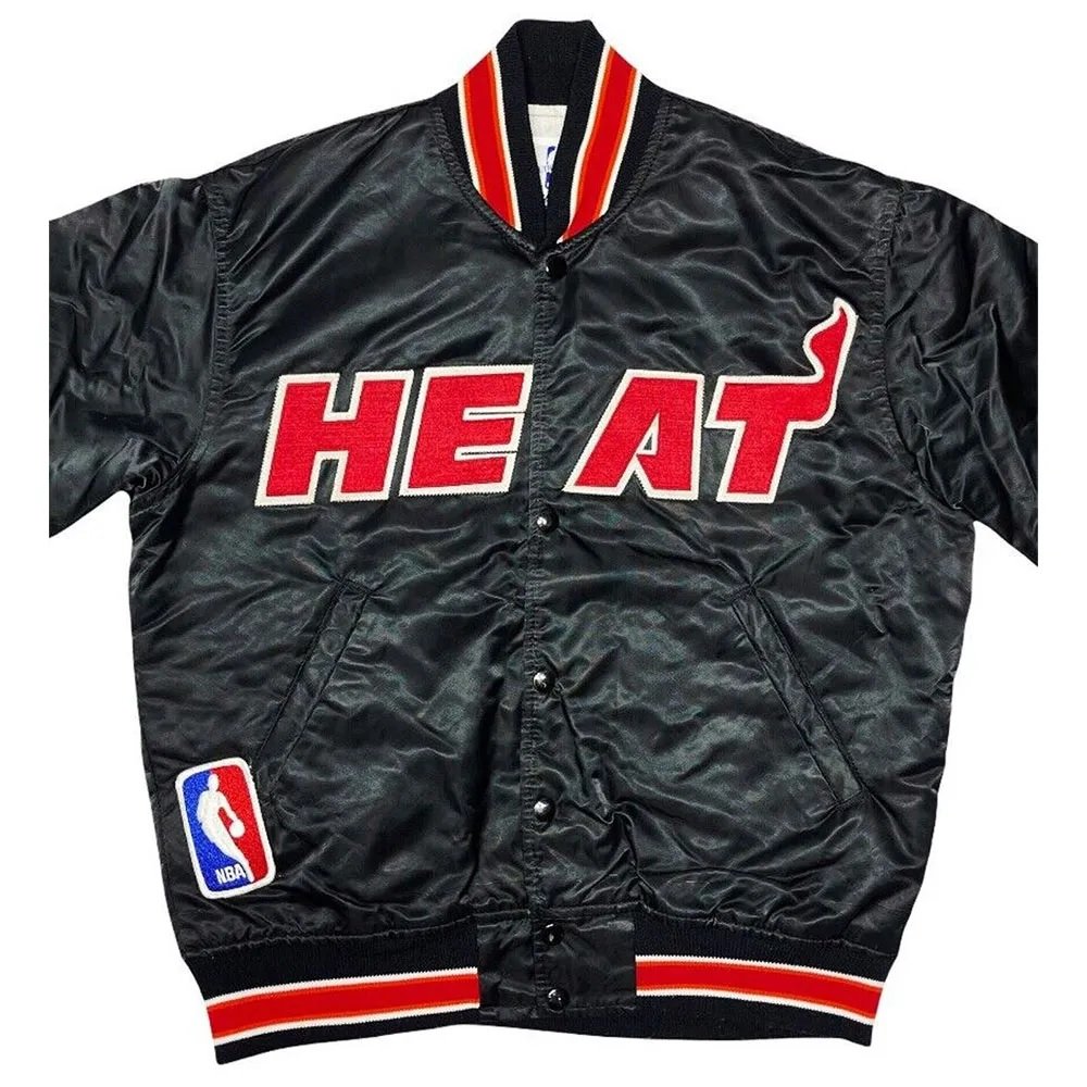 90s Miami Heat Satin Black Jacket