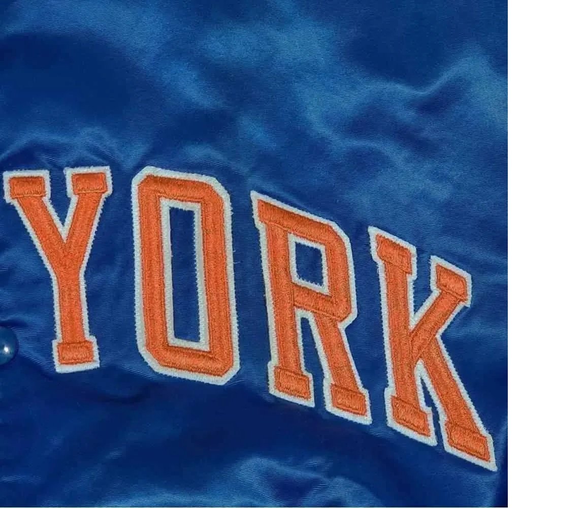 90’s New York Knicks Bomber Blue Satin Jacket