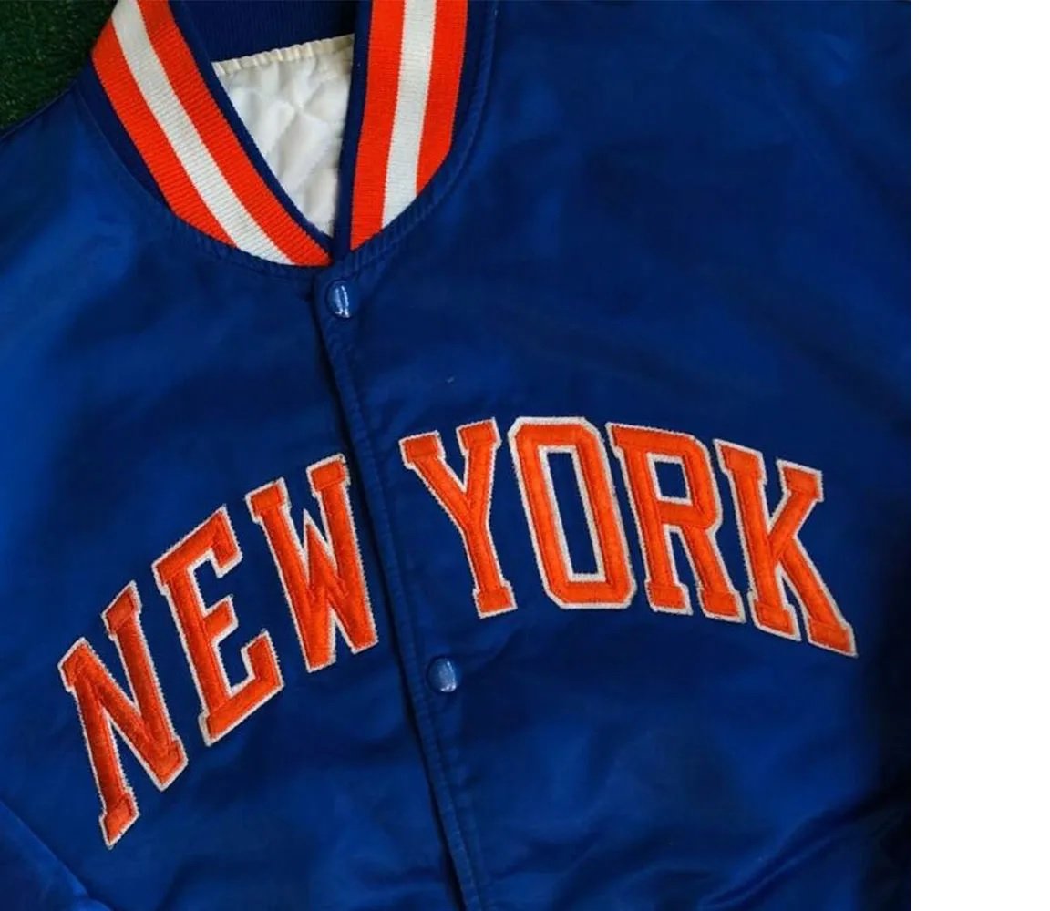 90’s New York Knicks Bomber Blue Satin Jacket