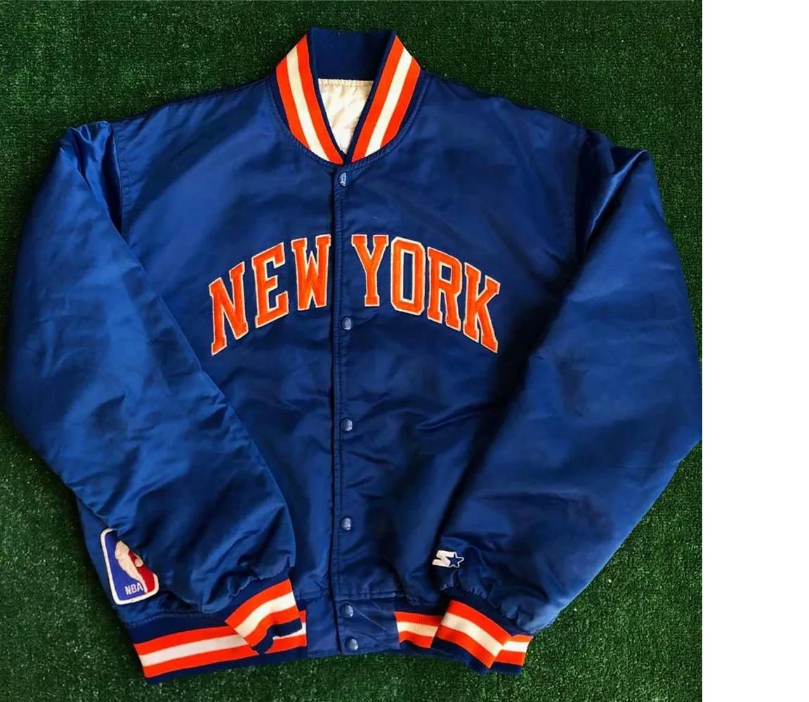 90’s New York Knicks Bomber Blue Satin Jacket