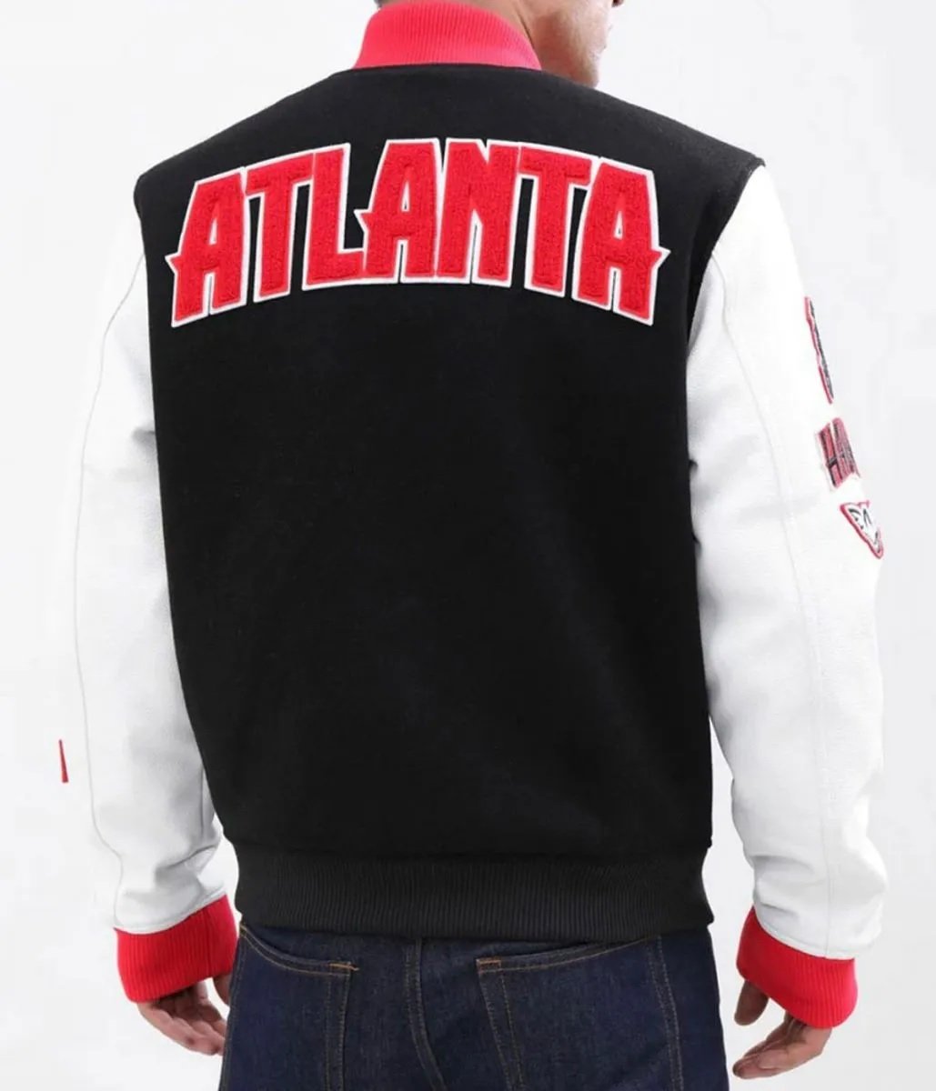 Atlanta Hawks Black and White Letterman Jacket