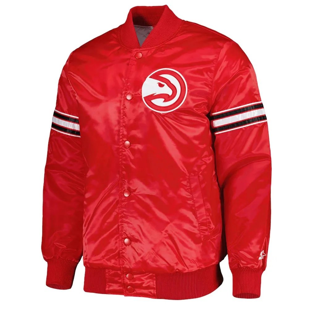 Atlanta Hawks Pick and Roll Red Satin Jacket