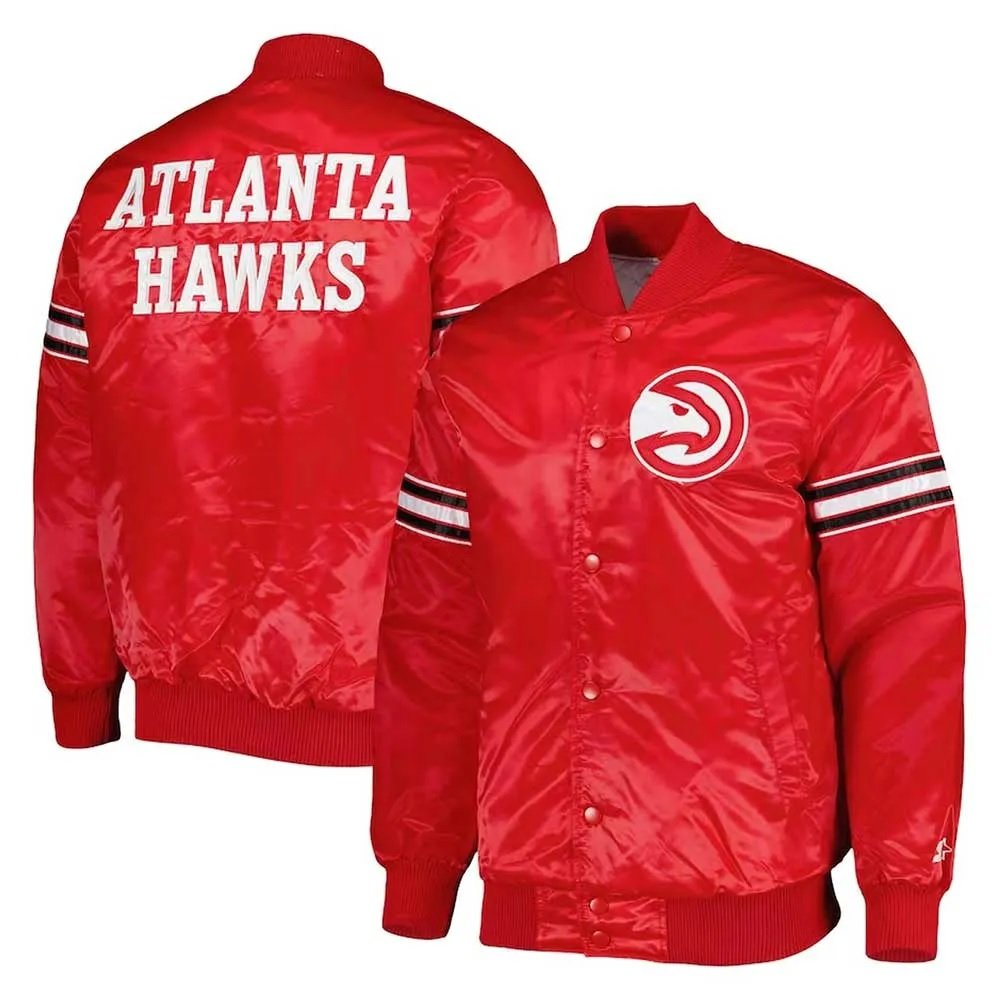 Atlanta Hawks Pick and Roll Red Satin Jacket