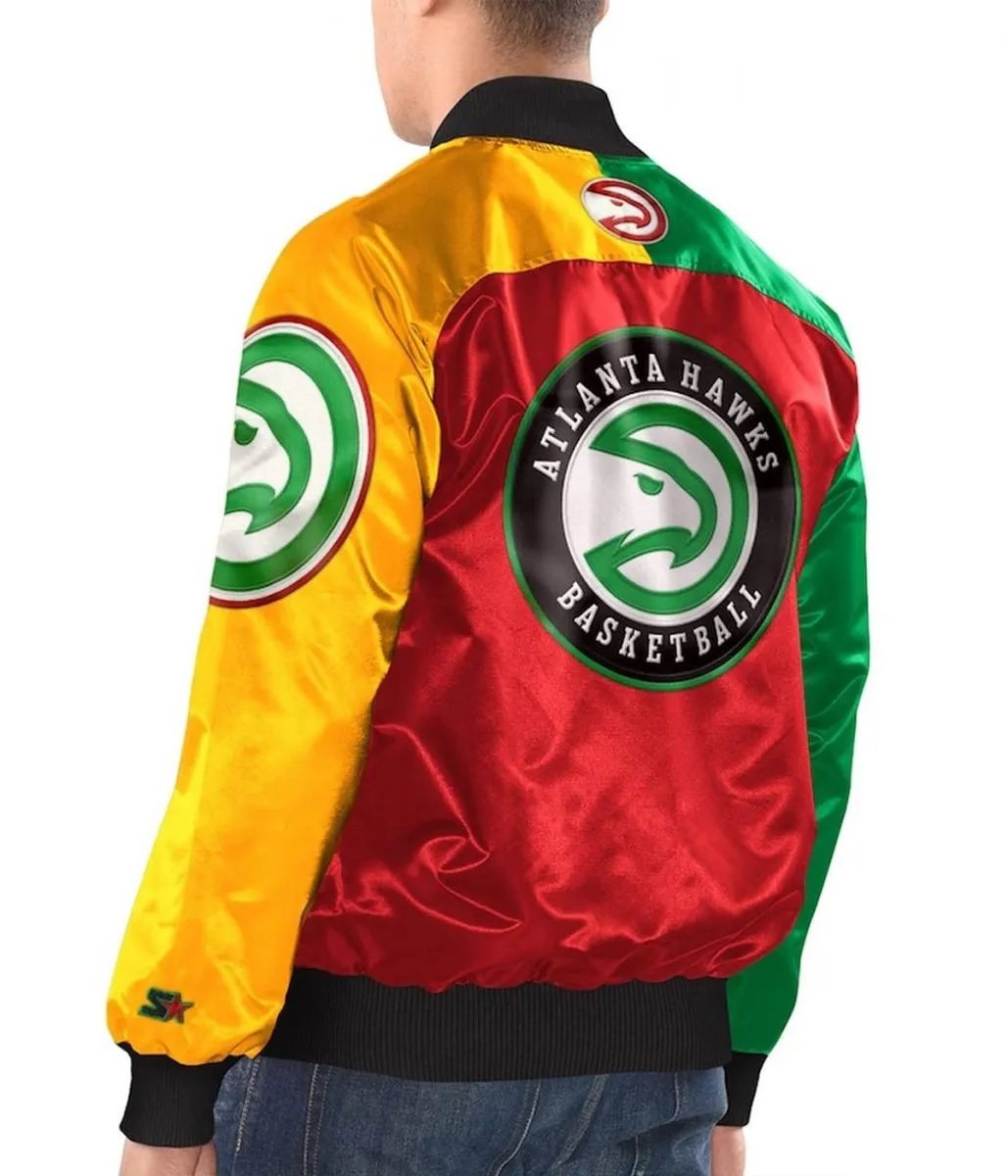 Atlanta Hawks Ty Mopkins Black,Red Varsity Satin Jacket