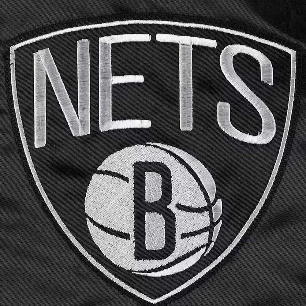 Brooklyn Nets Force Play Varsity Black Satin Jacket