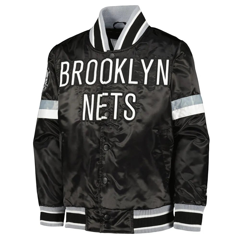 Brooklyn Nets Home Game Black Satin Jacket