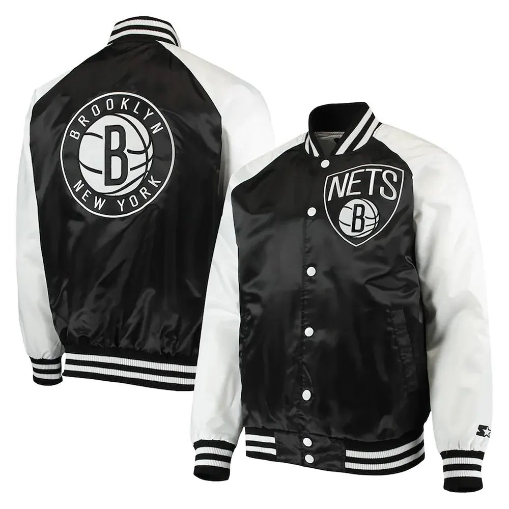 Brooklyn Nets Point Guard Black/White Satin Jacket