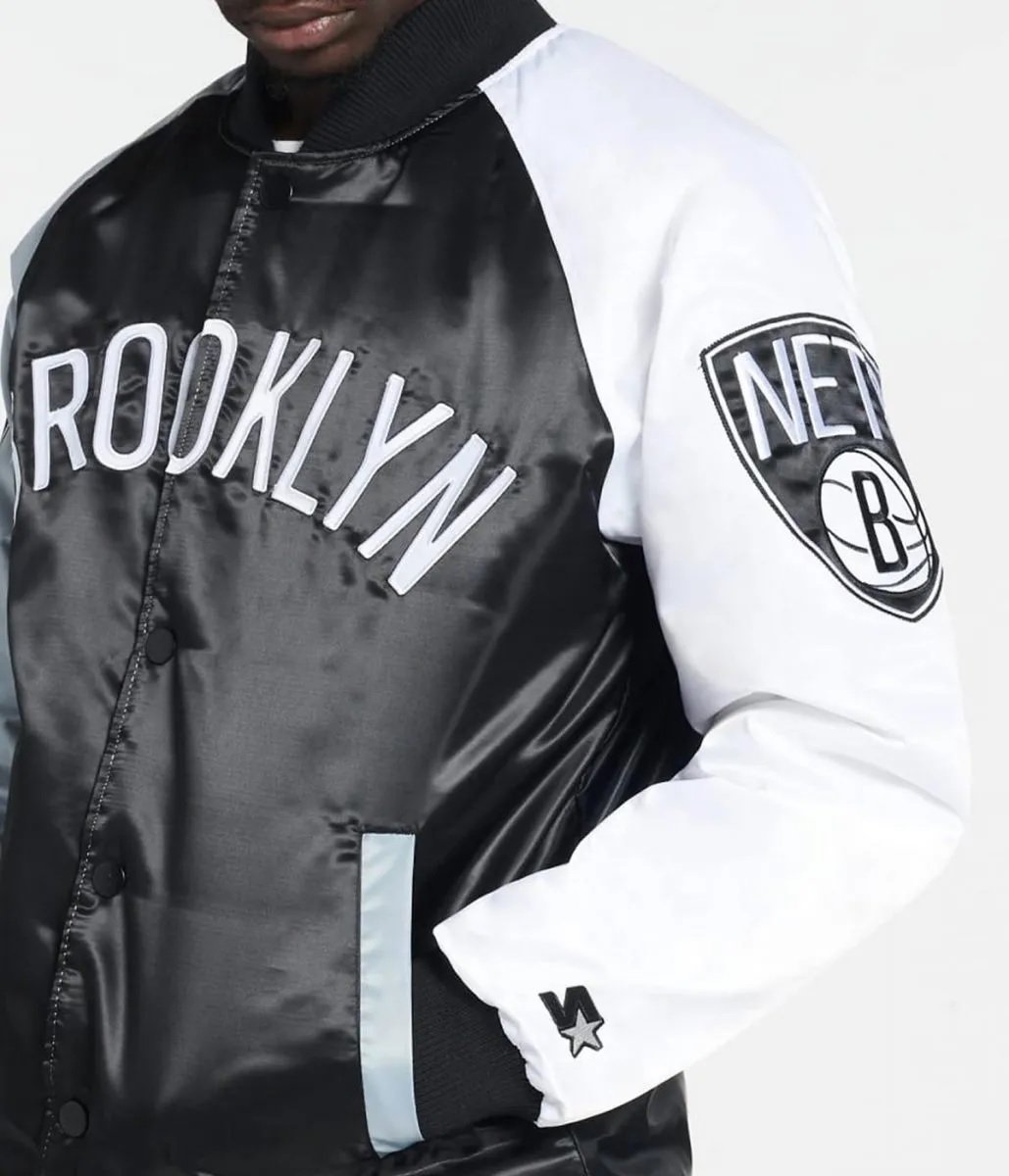 Brooklyn Nets Remix Satin Color-Block Jacket