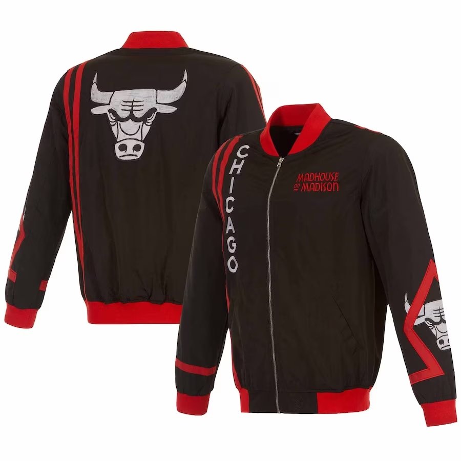 Chicago Bulls JH Design Black Full-Zip Bomber Jacket